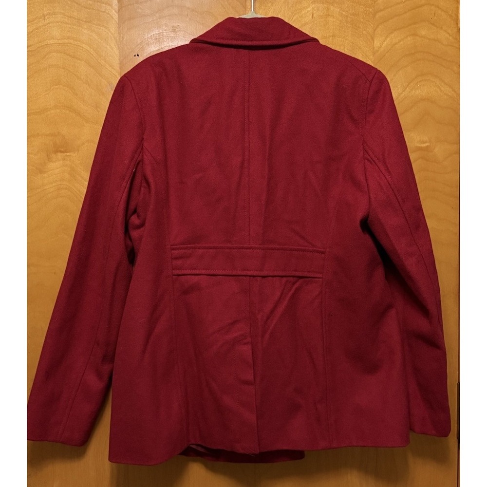 Old Navy Women's Wool Blend Double Breasted Pea Coat Button Front Pockets Red L - Picture 2 of 8